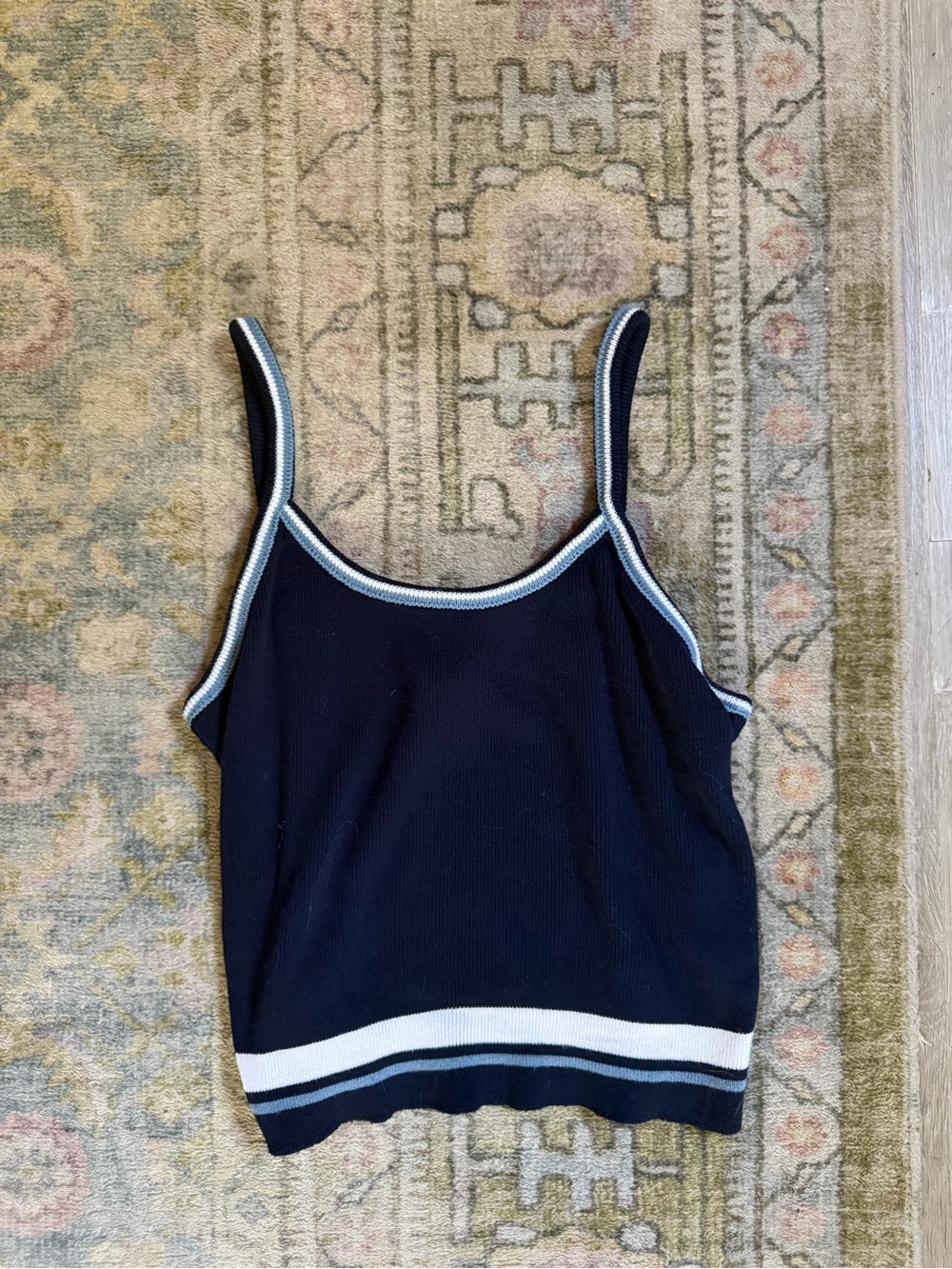 Vintage Navy Striped Knit Tank